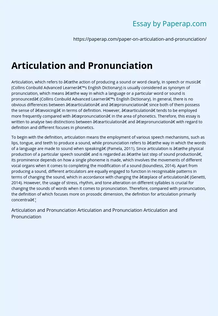 Articulation and Pronunciation
