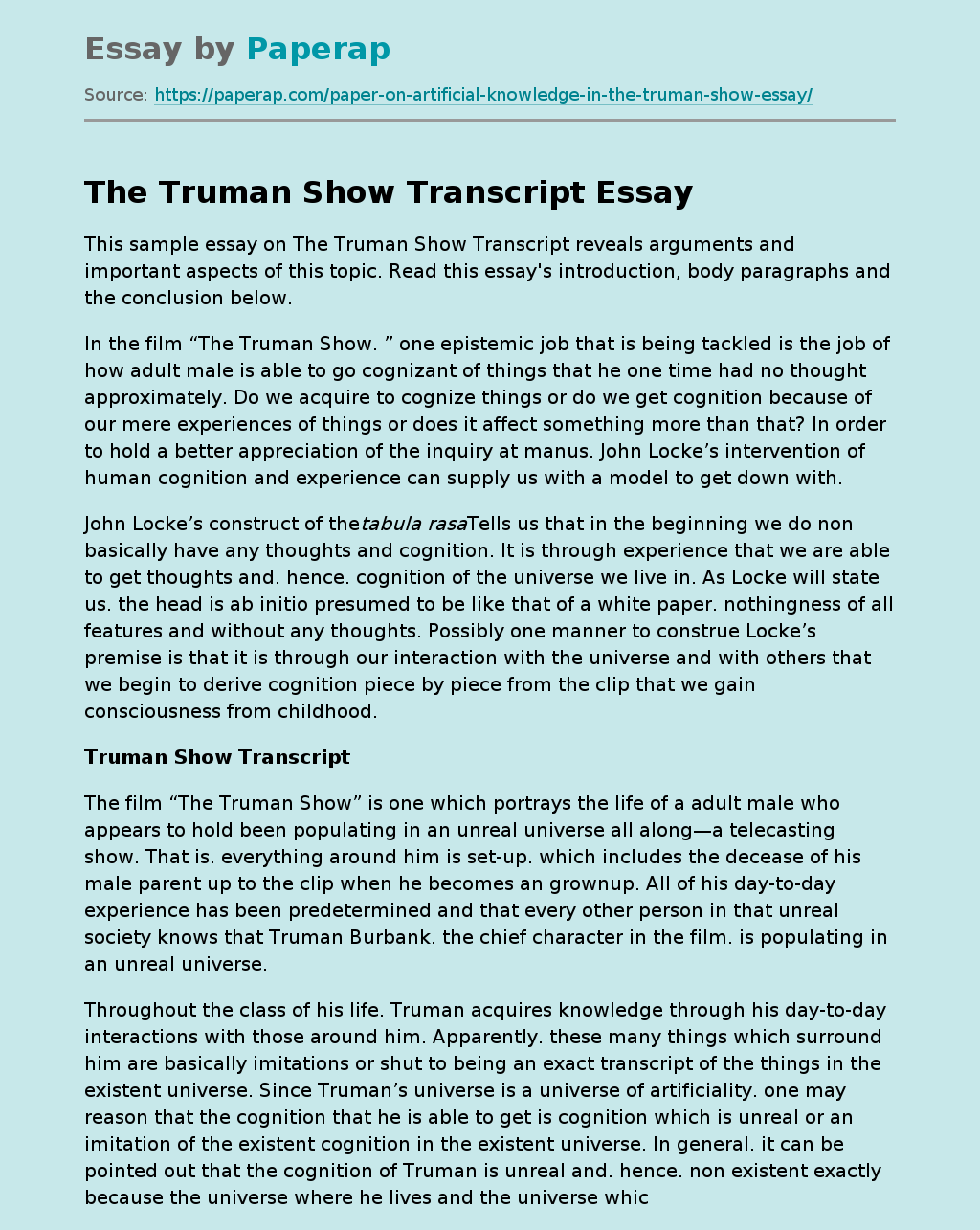 The Truman Show Transcript