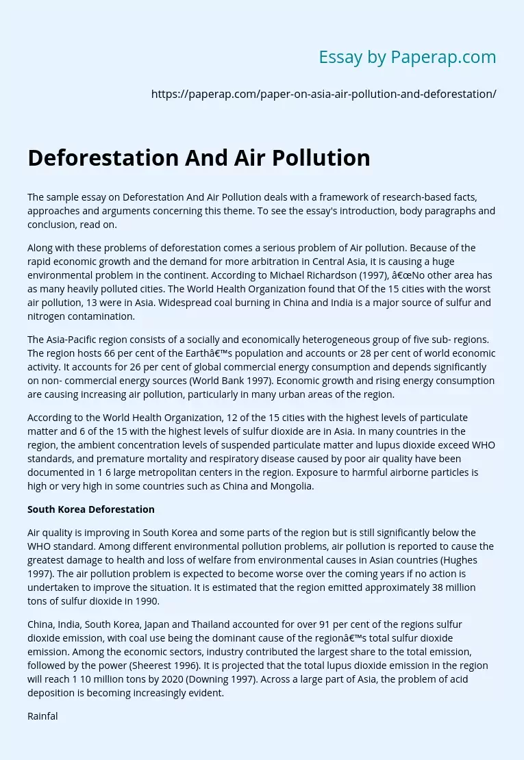 Deforestation And Air Pollution