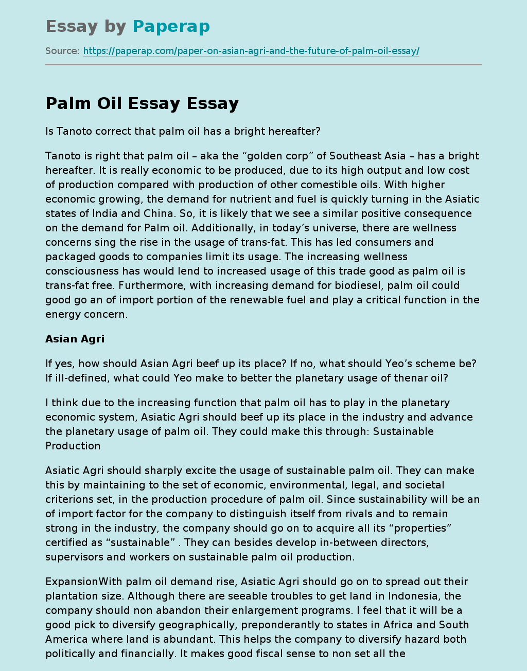 Palm Oil - Vegetable Oil From the Oil Palm