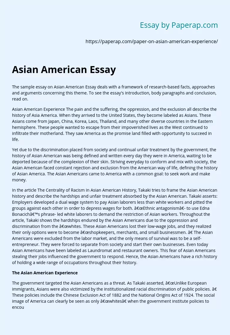 Asian American Essay