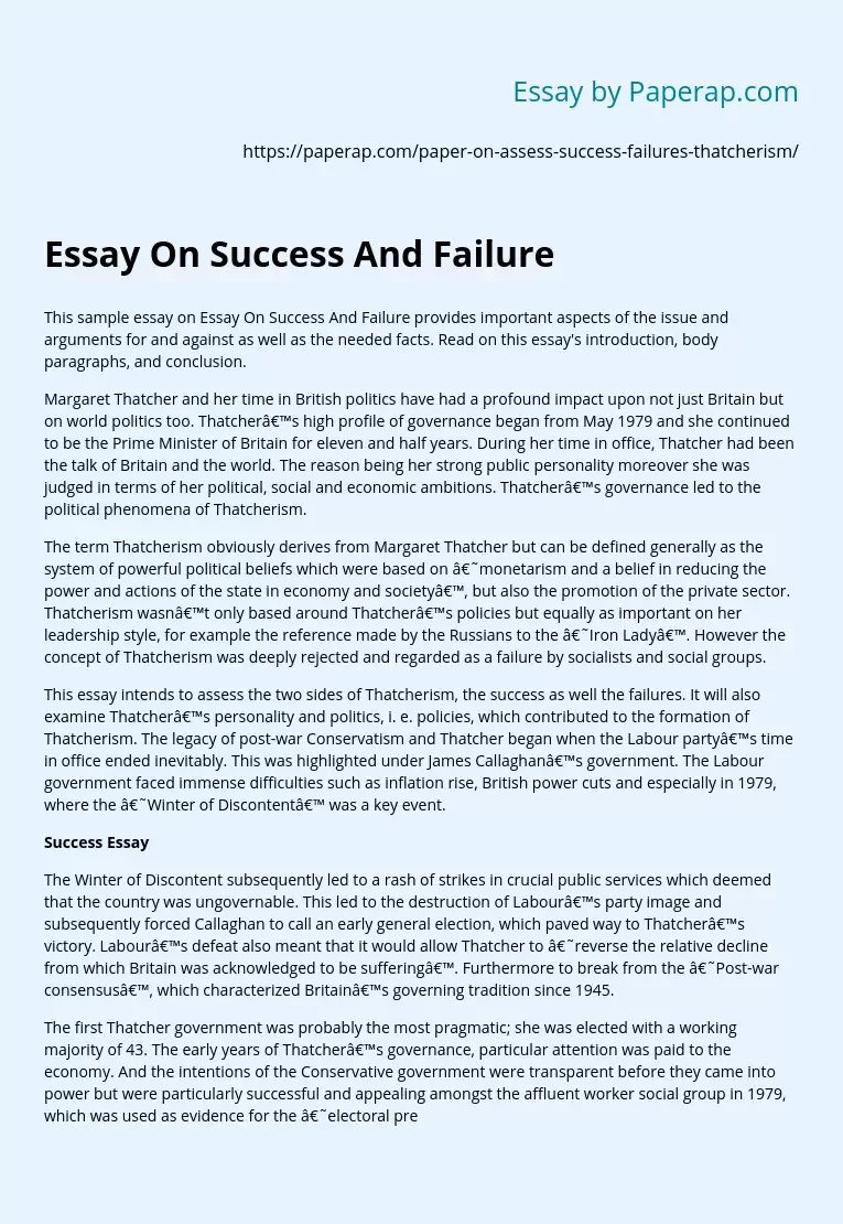 Essay On Success And Failure