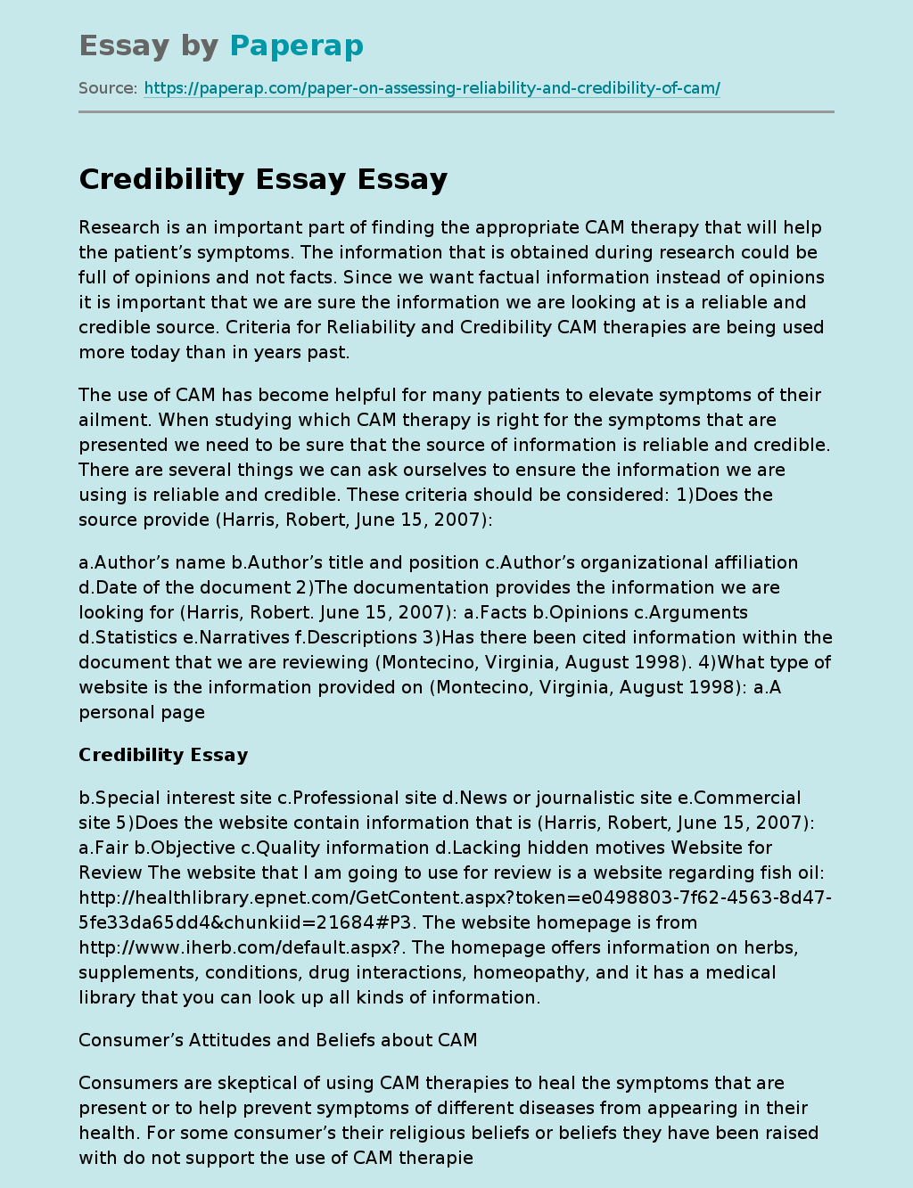 Credibility Essay