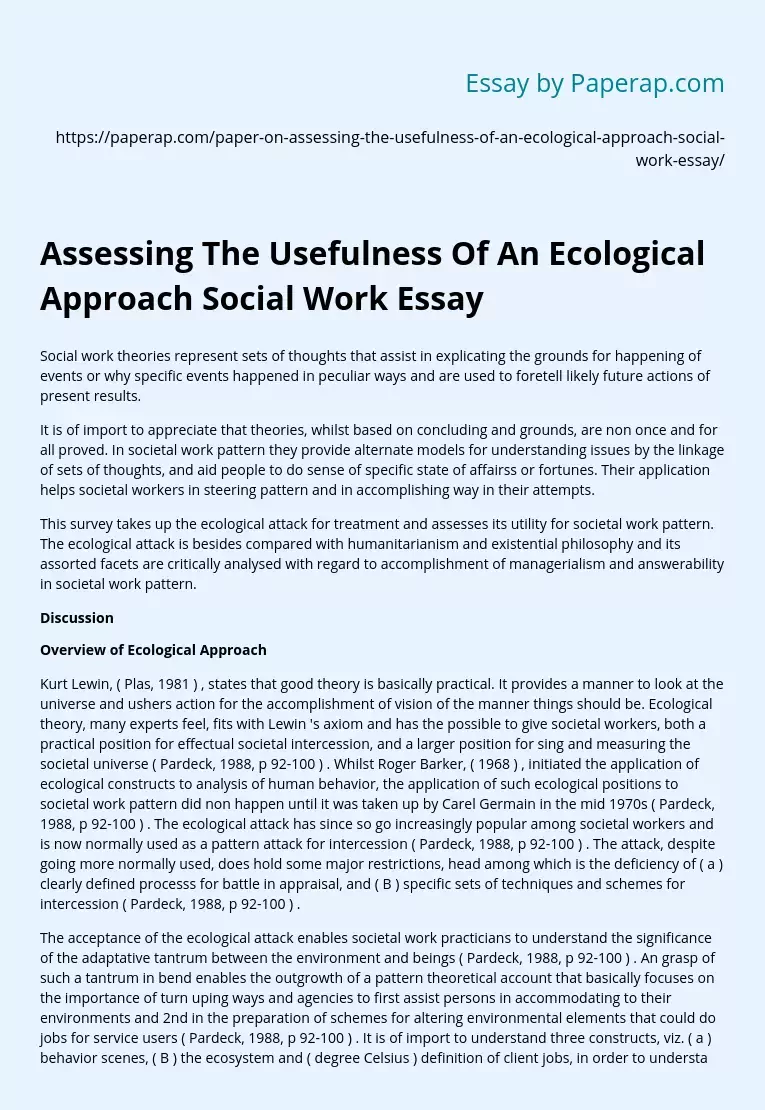 essay on ecological approach