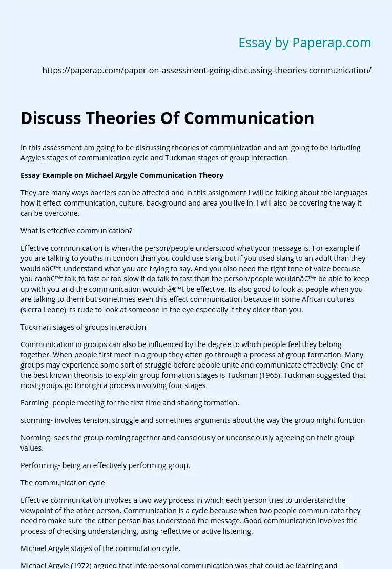 Discuss Theories Of Communication