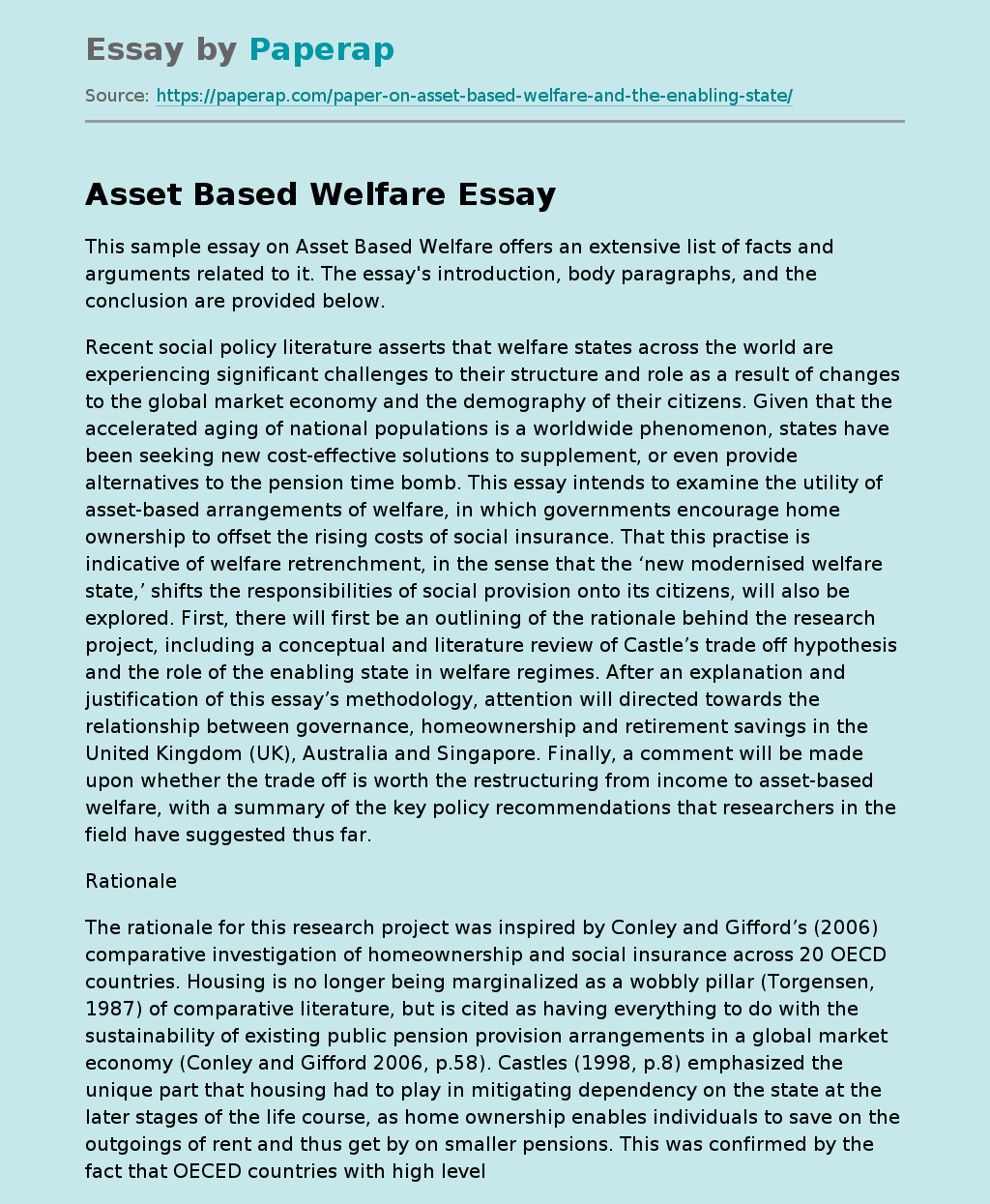 Asset Based Welfare