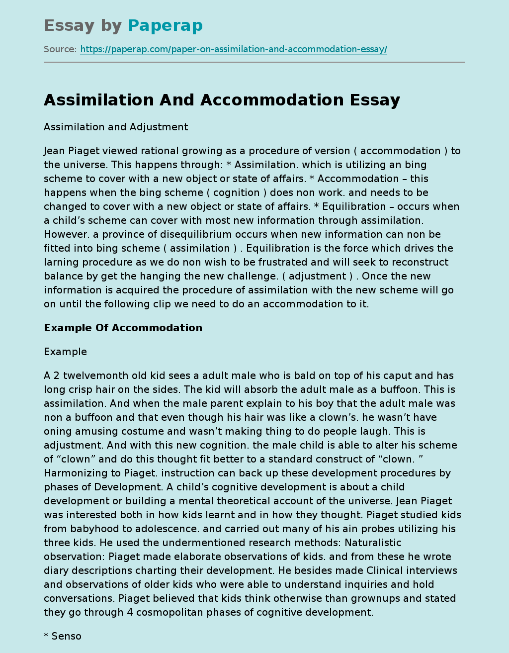 Assimilation Accommodation and Adjustment