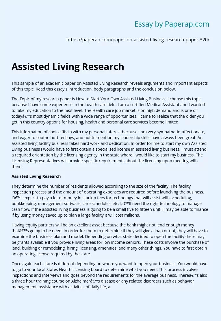 Assisted Living Research