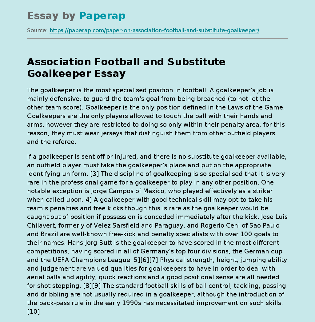 Association Football and Substitute Goalkeeper