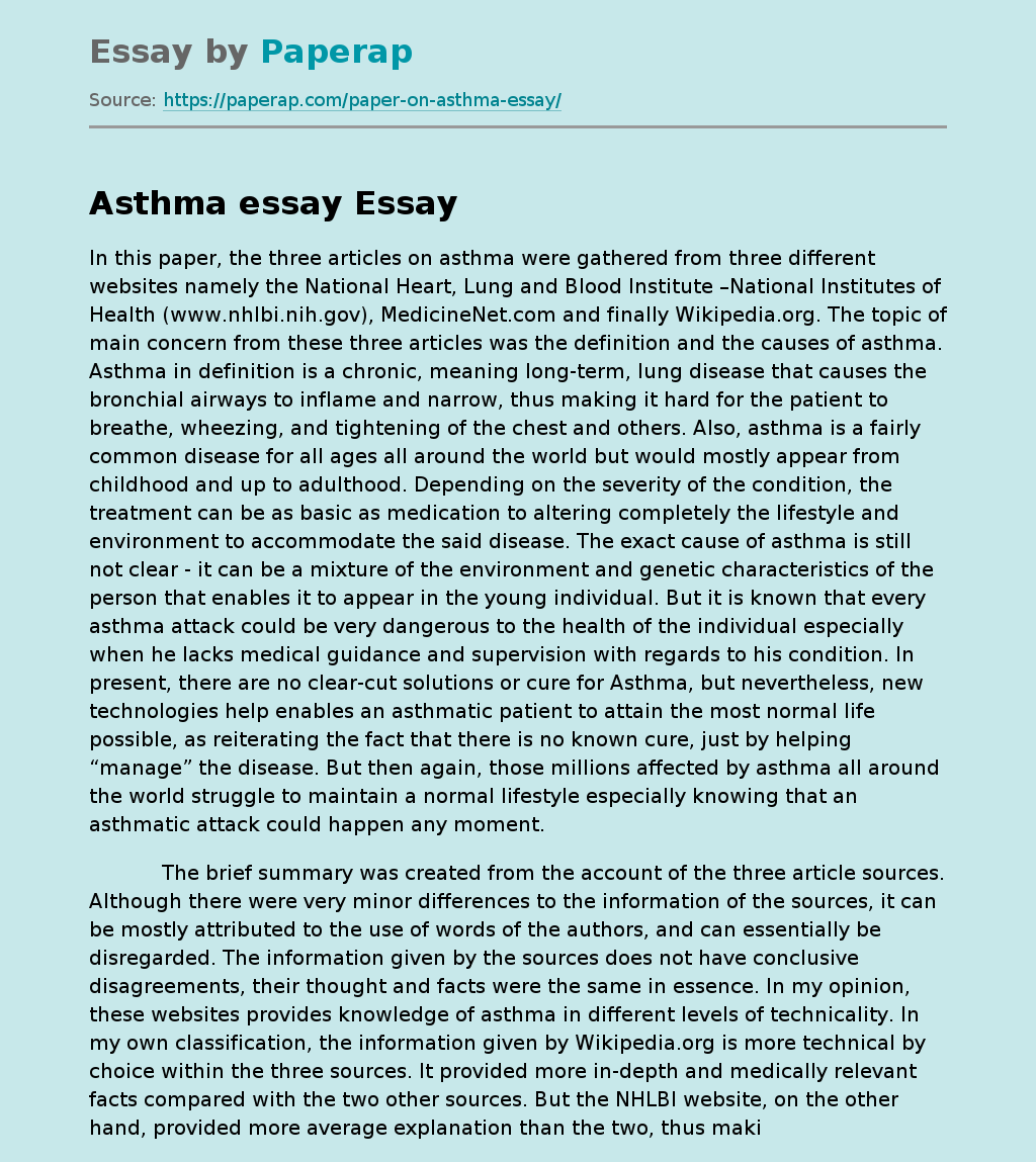 Asthma essay