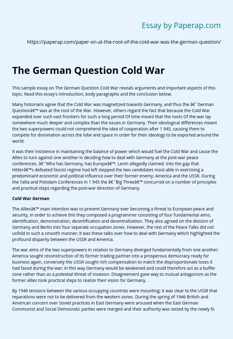 Реферат: Cold War Essay Research Paper During the