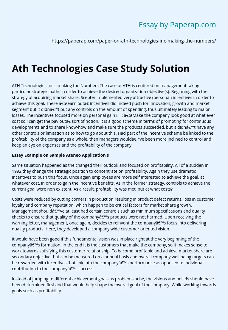 Ath Technologies Case Study Solution