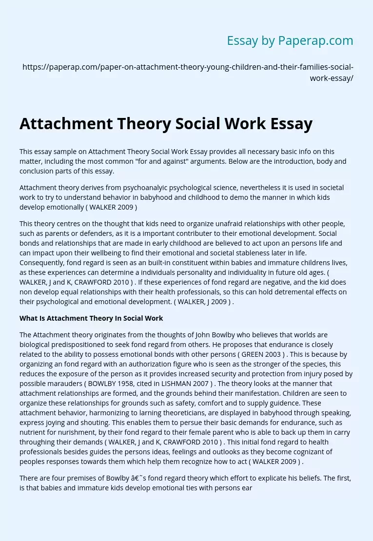 Attachment Theory Social Work Essay