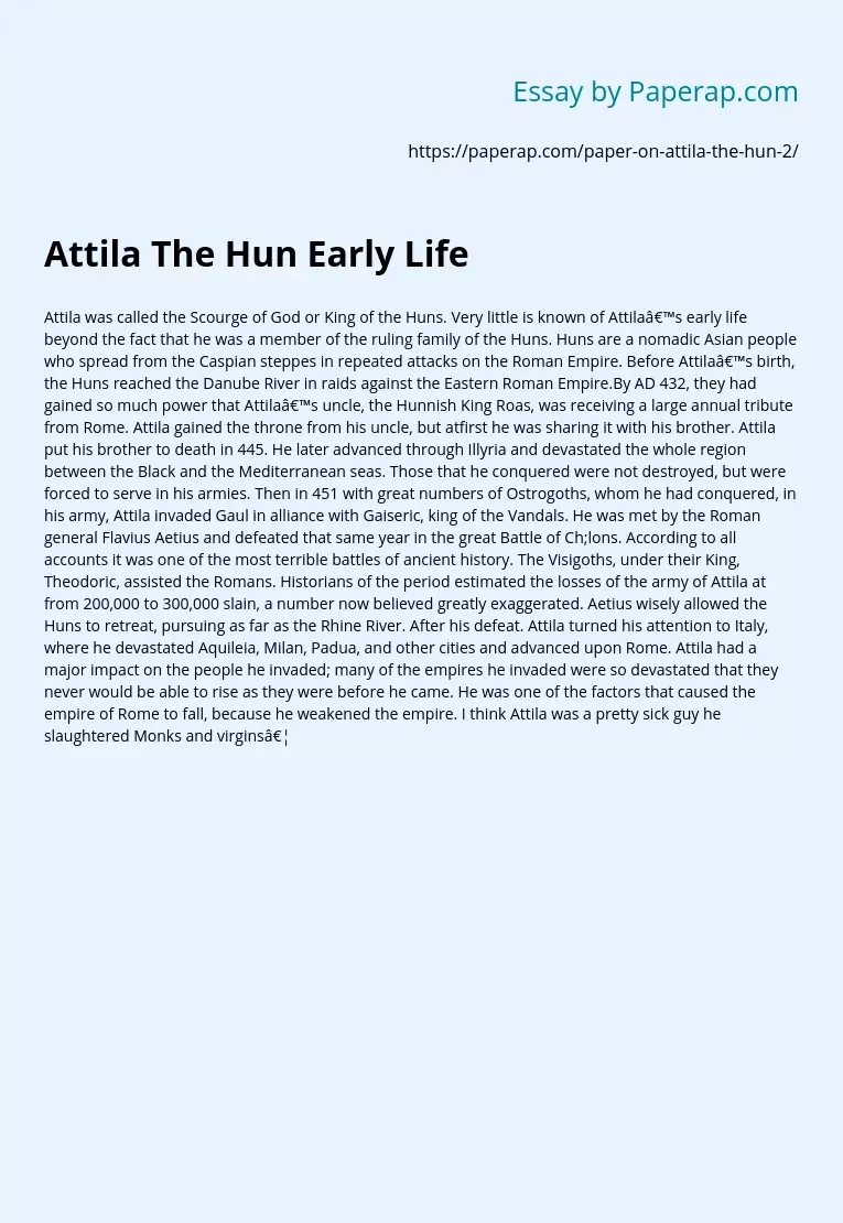 Attila The Hun Early Life