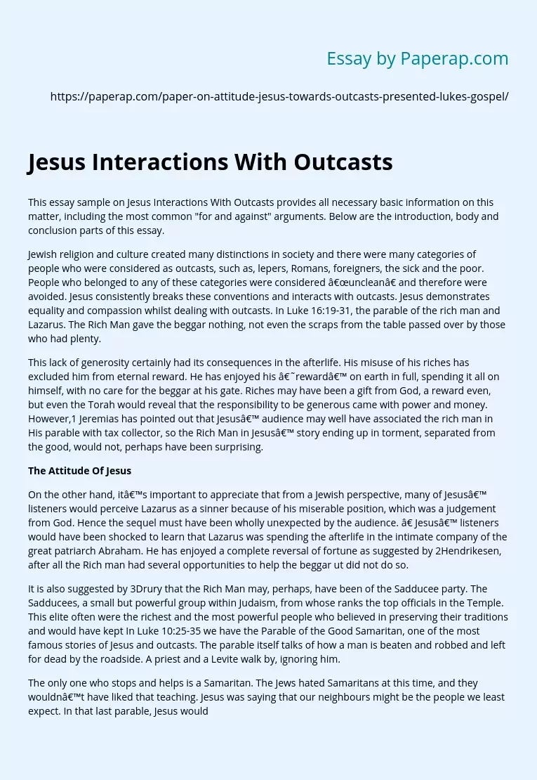 Jesus Interactions With Outcasts