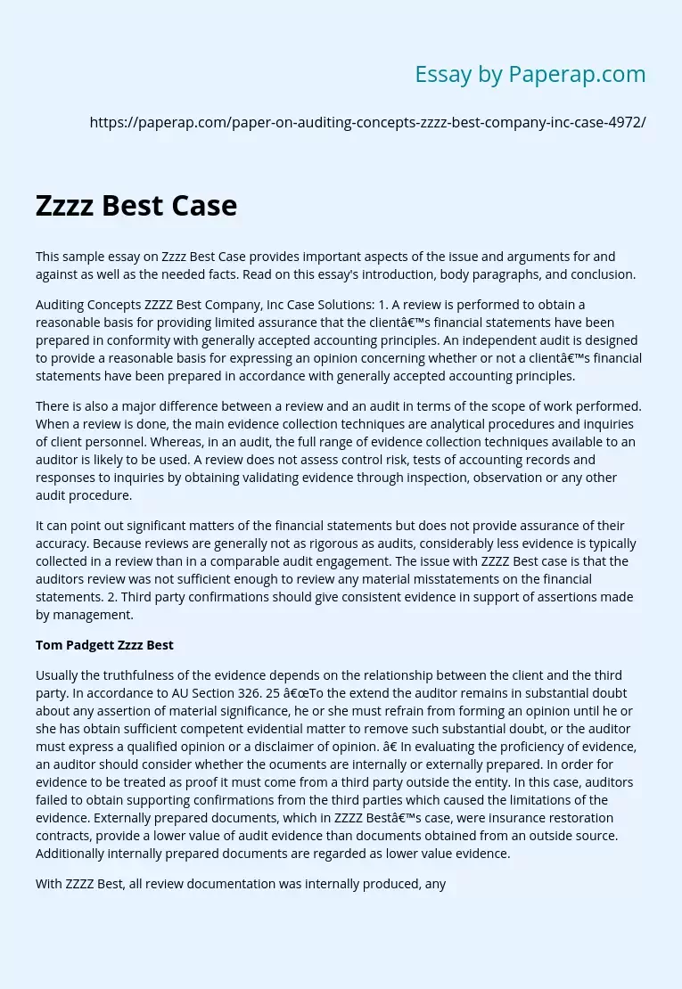 Zzzz Best Case: Facts, Arguments, and Issues