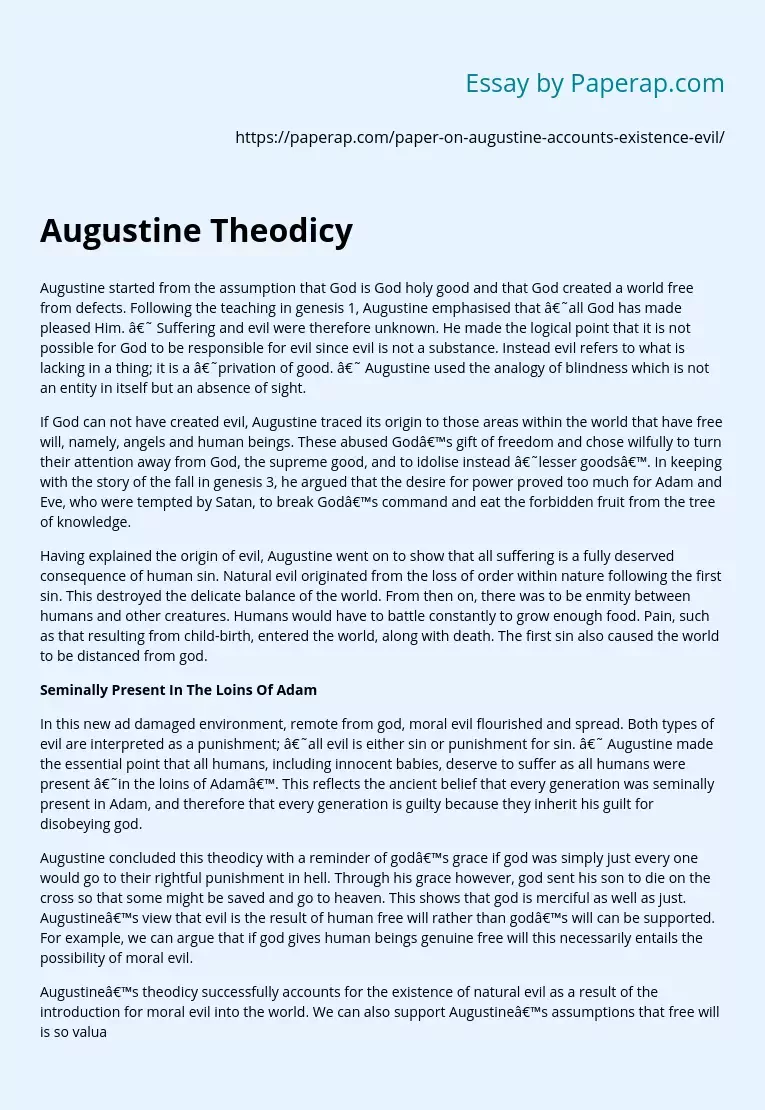 Augustine Theodicy