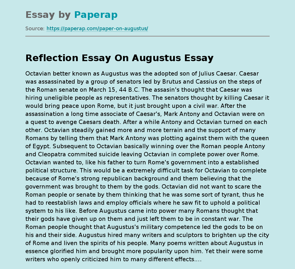 Reflection Essay On Augustus