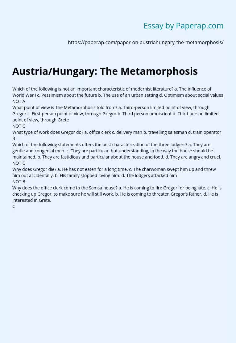Austria/Hungary: The Metamorphosis