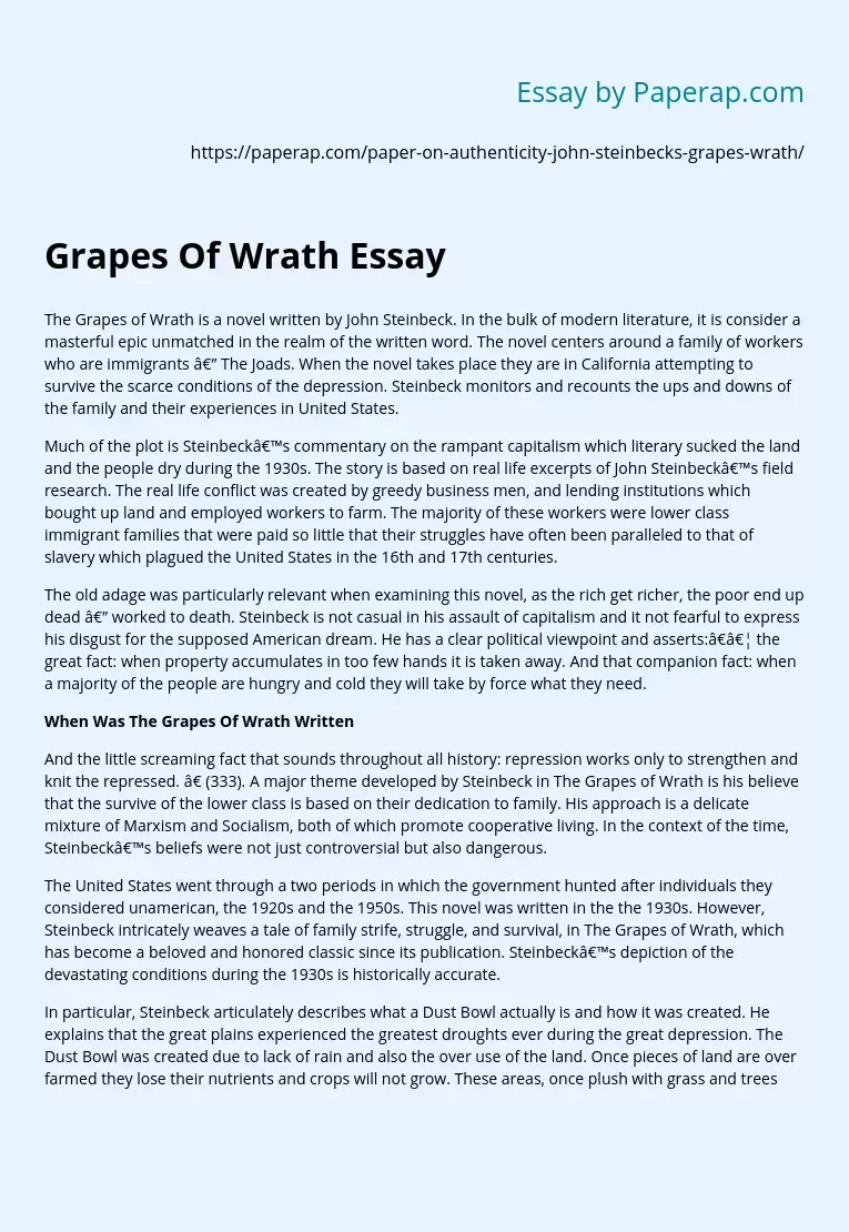 Grapes Of Wrath Essay