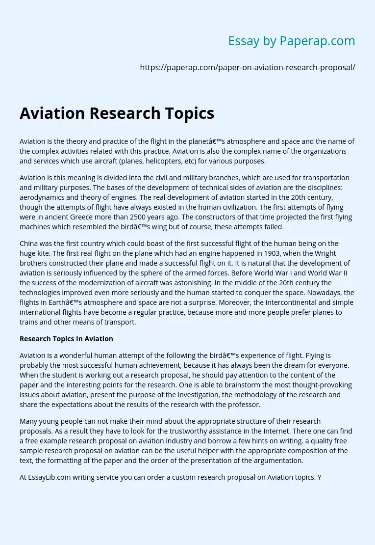 Aviation Research Topics