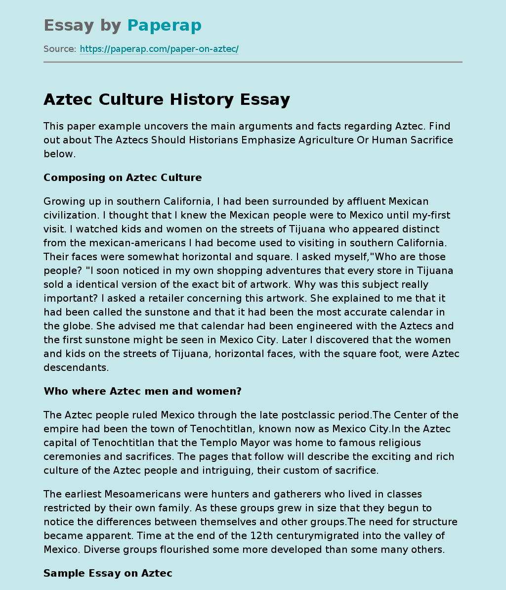 Aztec Culture History