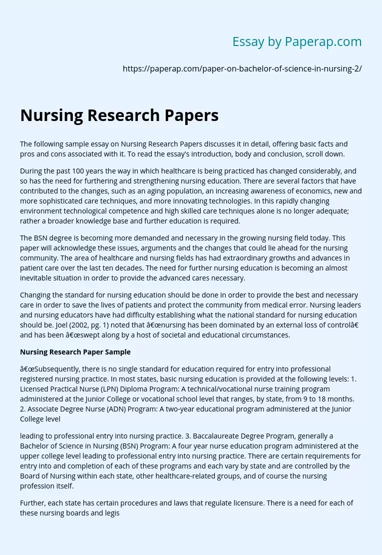 nursing research paper