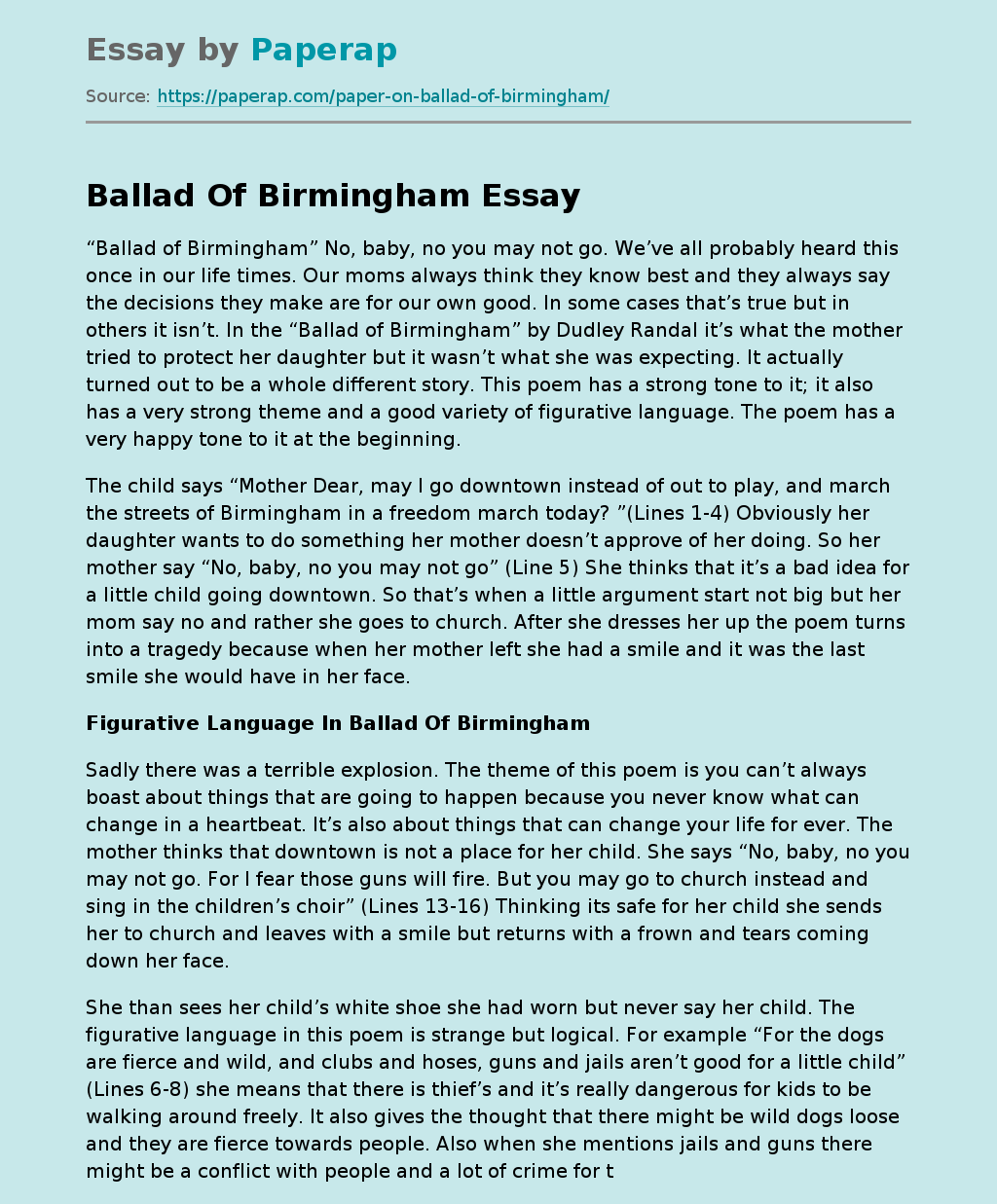 Ballad Of Birmingham