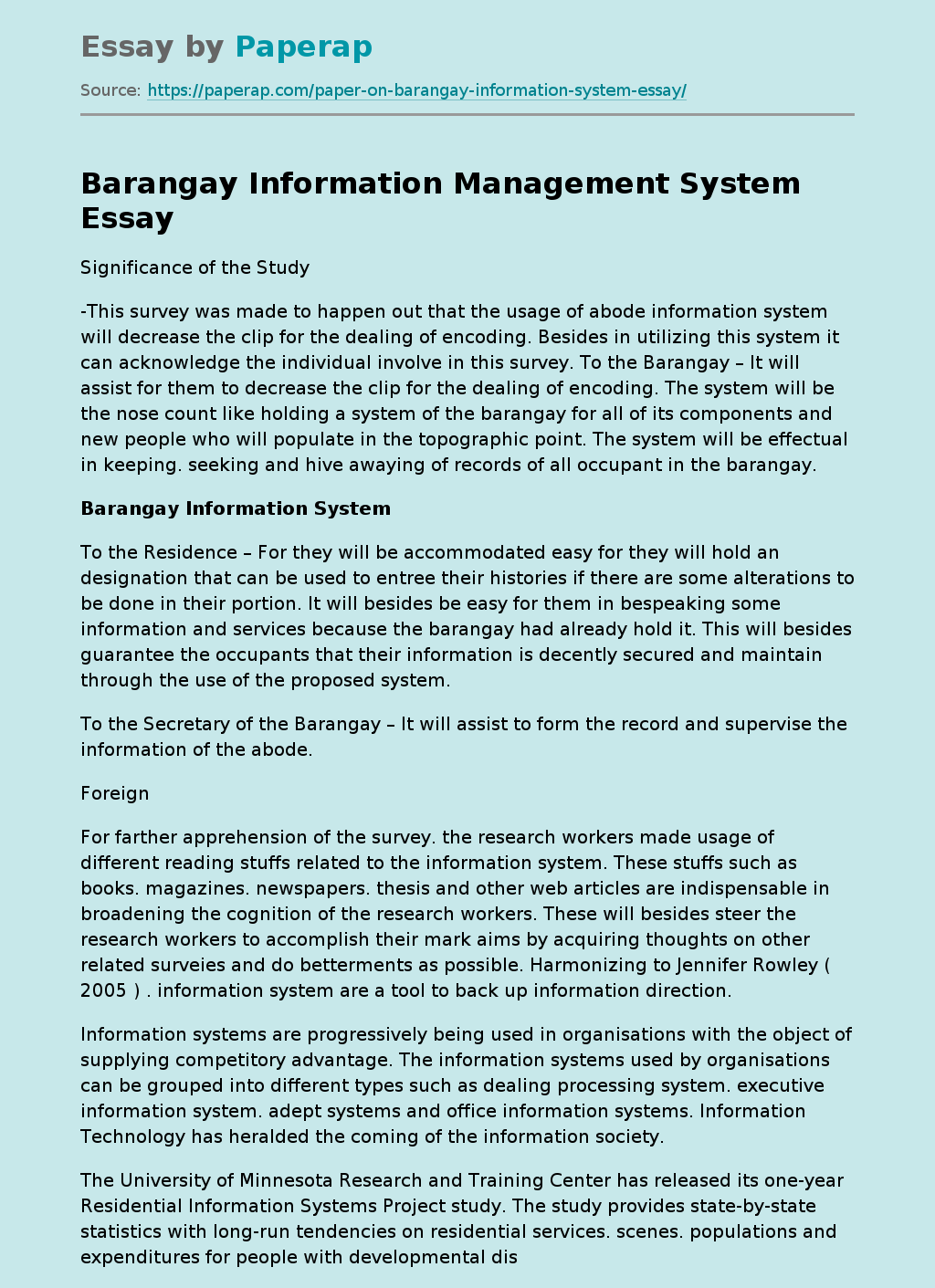 Barangay Information Management System