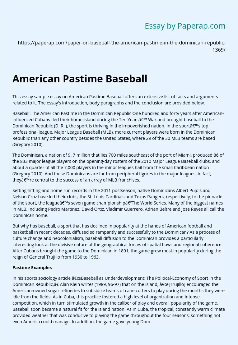 American Pastime Baseball