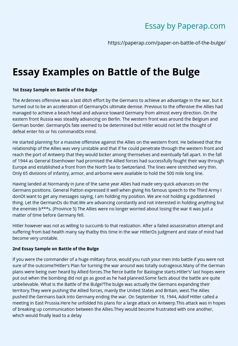 Essay Examples on Battle of the Bulge