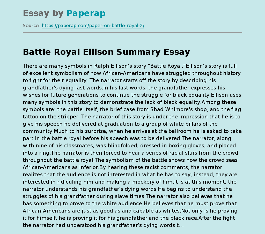 Battle Royal Ellison Summary