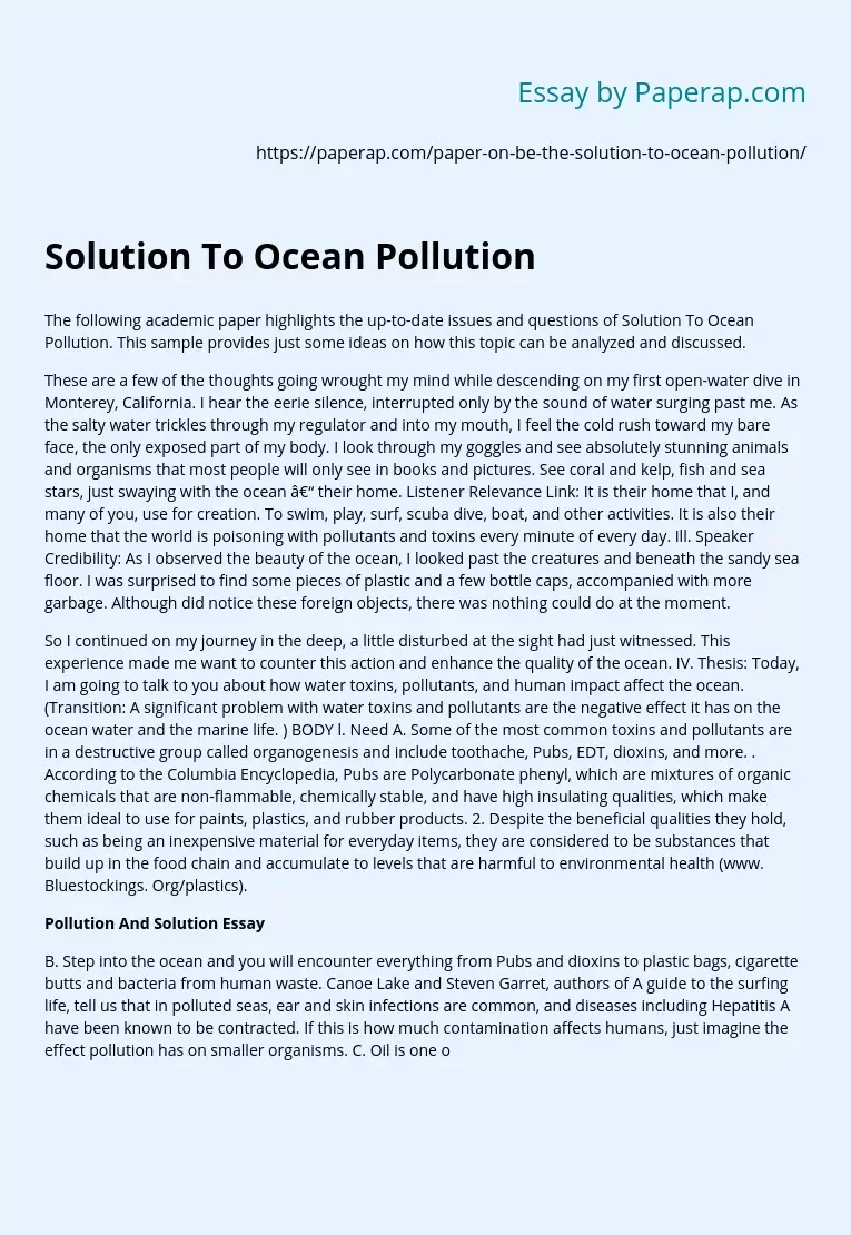 Solution To Ocean Pollution