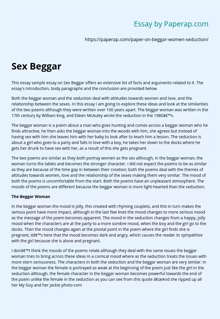 Sex Begging: An Extensive Analysis