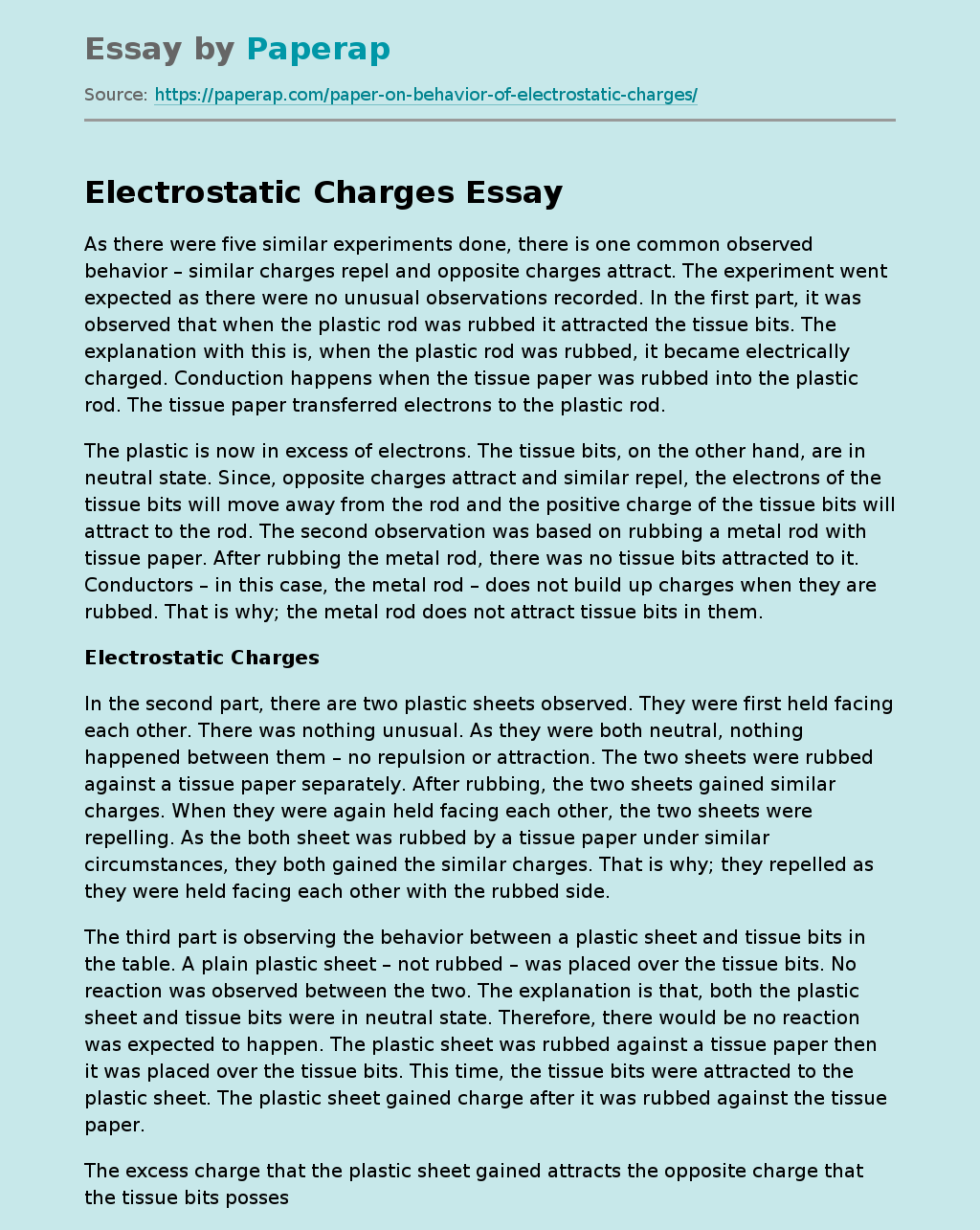 Electrostatic Charges