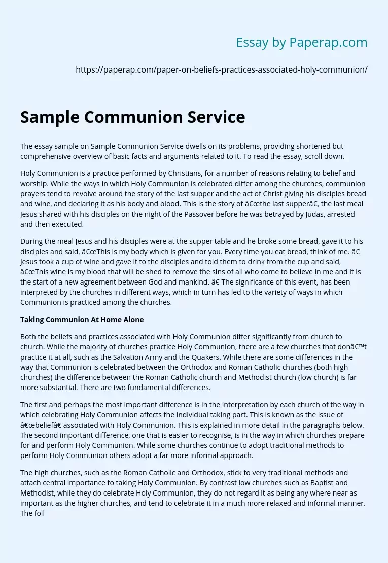 Sample Communion Service