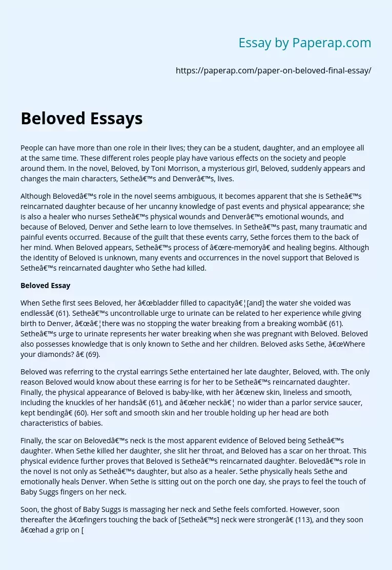 beloved essay writing style