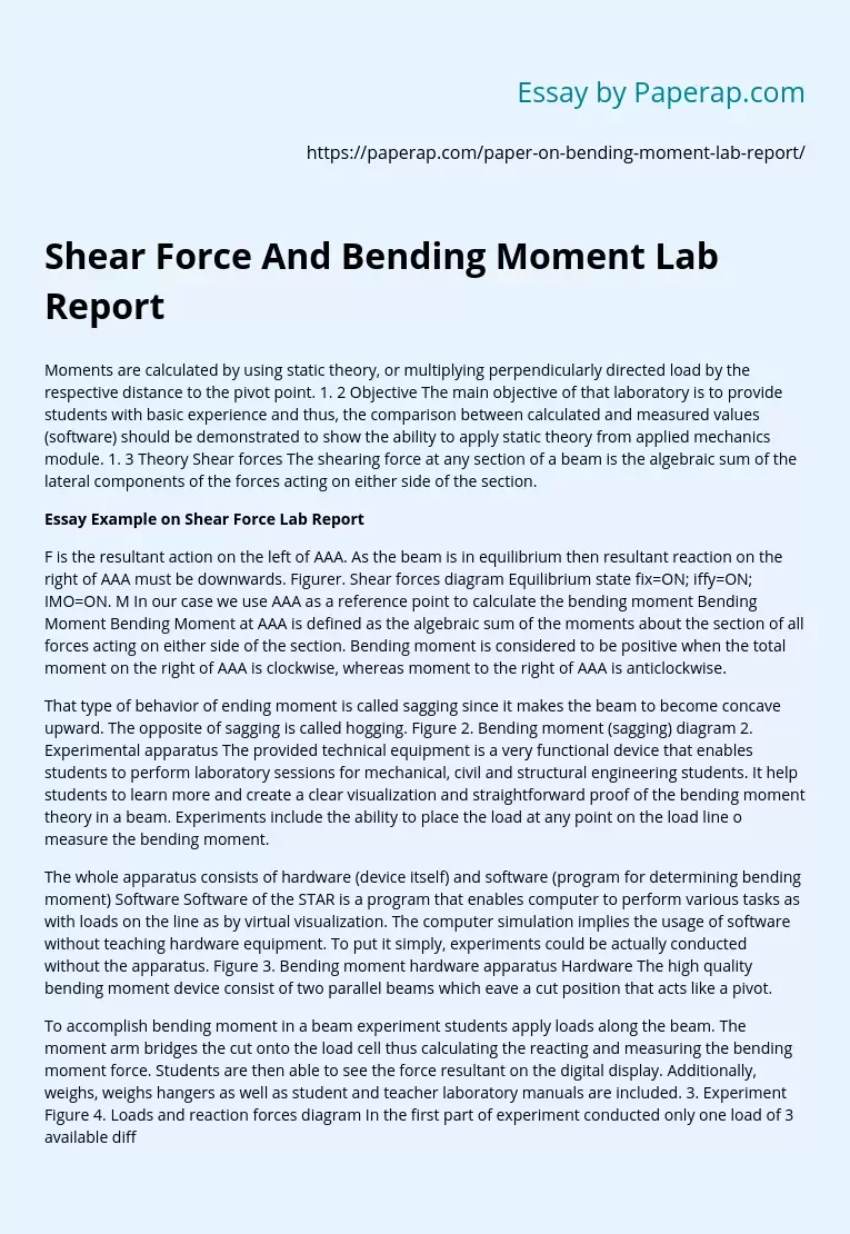 Shear Force And Bending Moment Lab Report