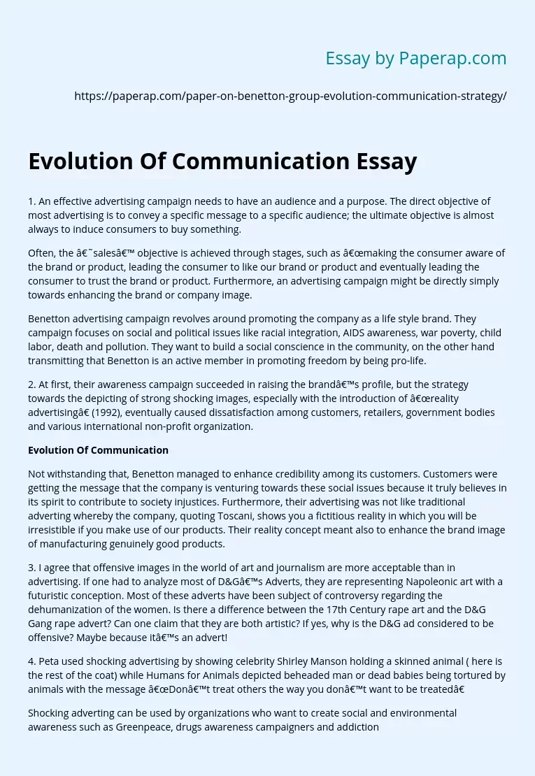 Evolution Of Communication Essay Free Essay Example