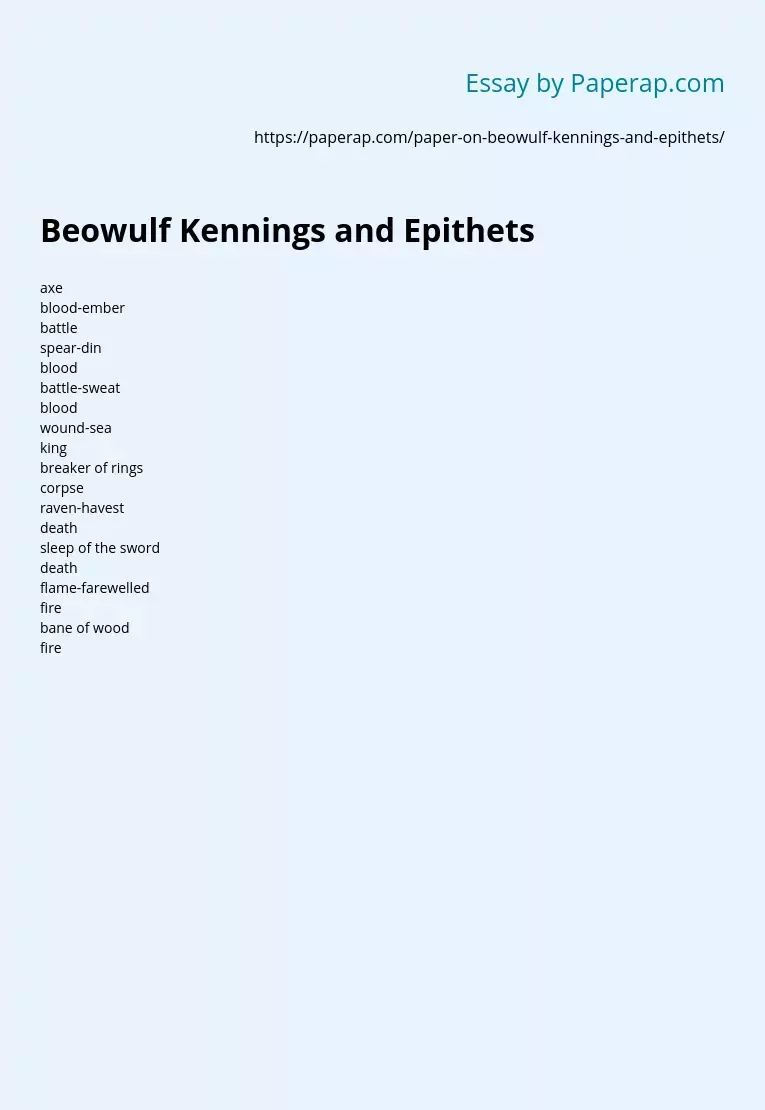 Beowulf Kennings and Epithets