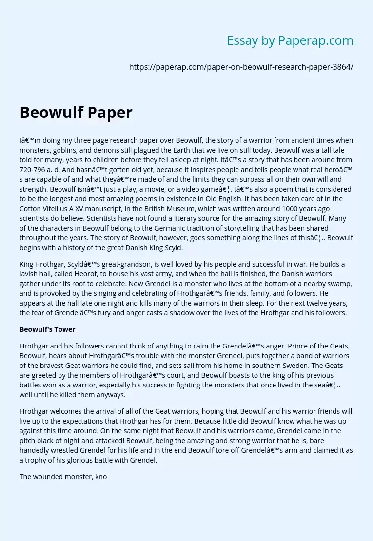 Beowulf: Ancient Warrior vs. Monsters