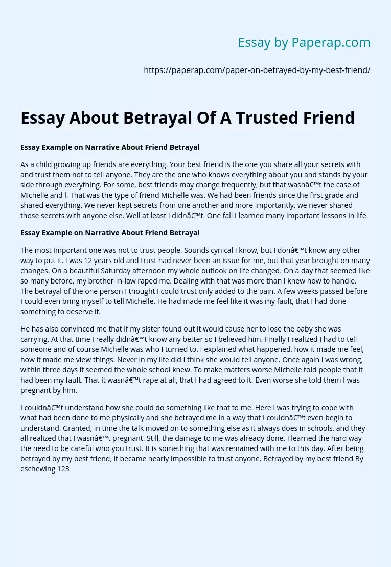 Essay About Betrayal Of A Trusted Friend