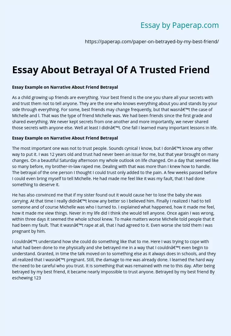 friendship betrayal essay