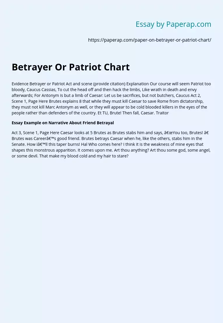 Betrayer Or Patriot Chart