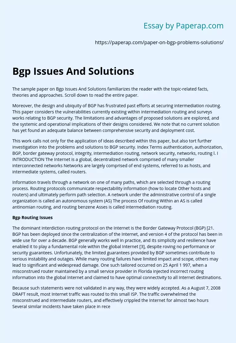 Bgp Issues And Solutions
