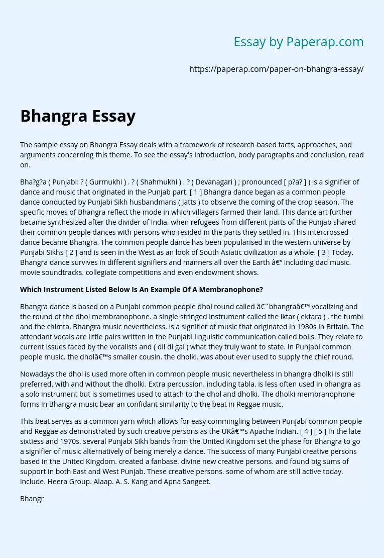 Bhangra Essay