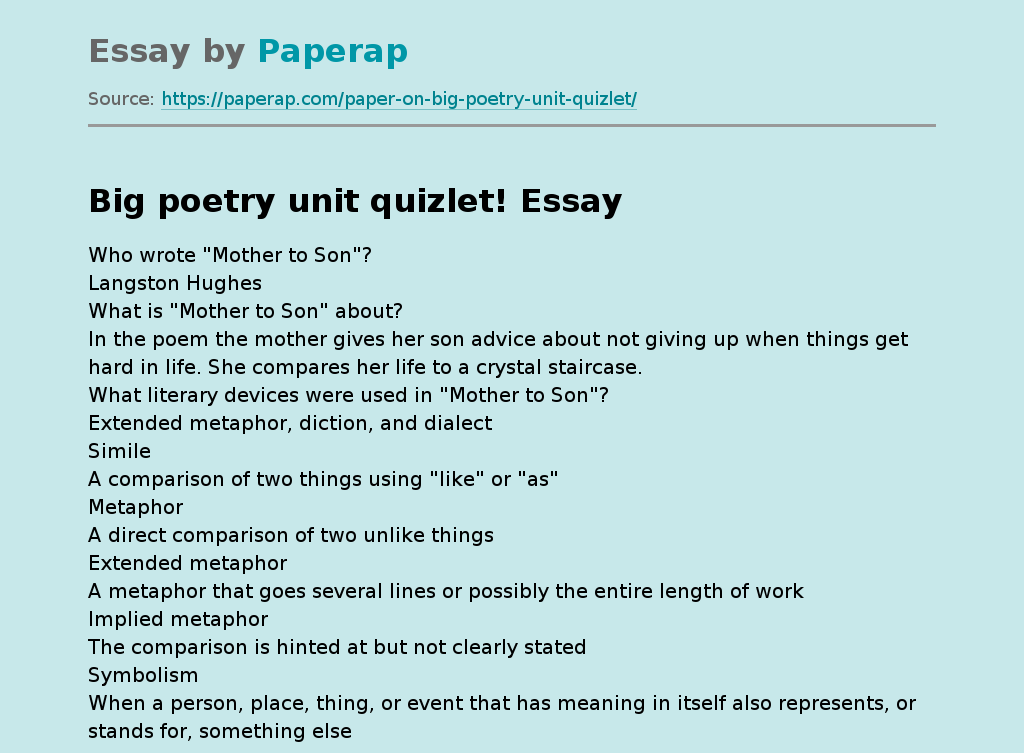 Big poetry unit quizlet!