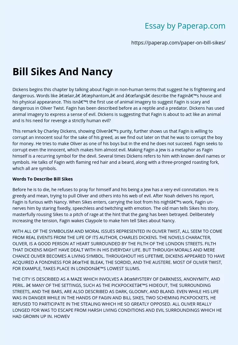 Bill Sikes And Nancy