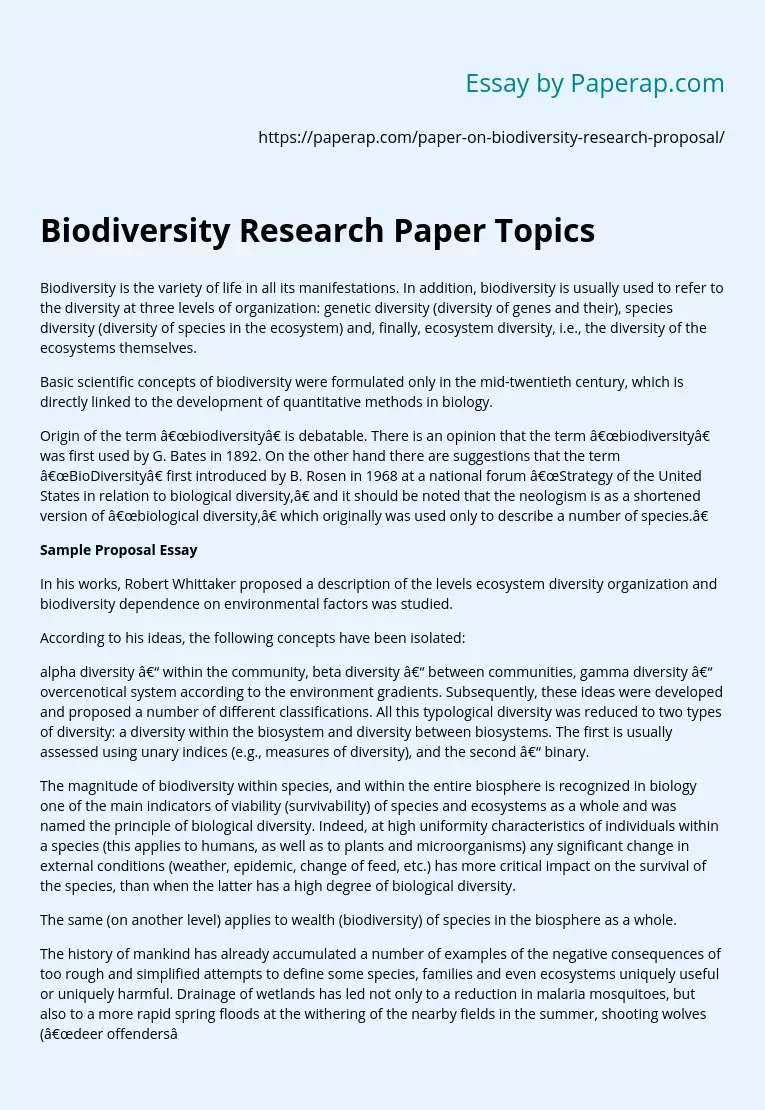 Biodiversity Research Paper Topics