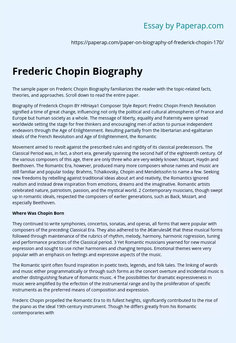 Frederic Chopin Biography